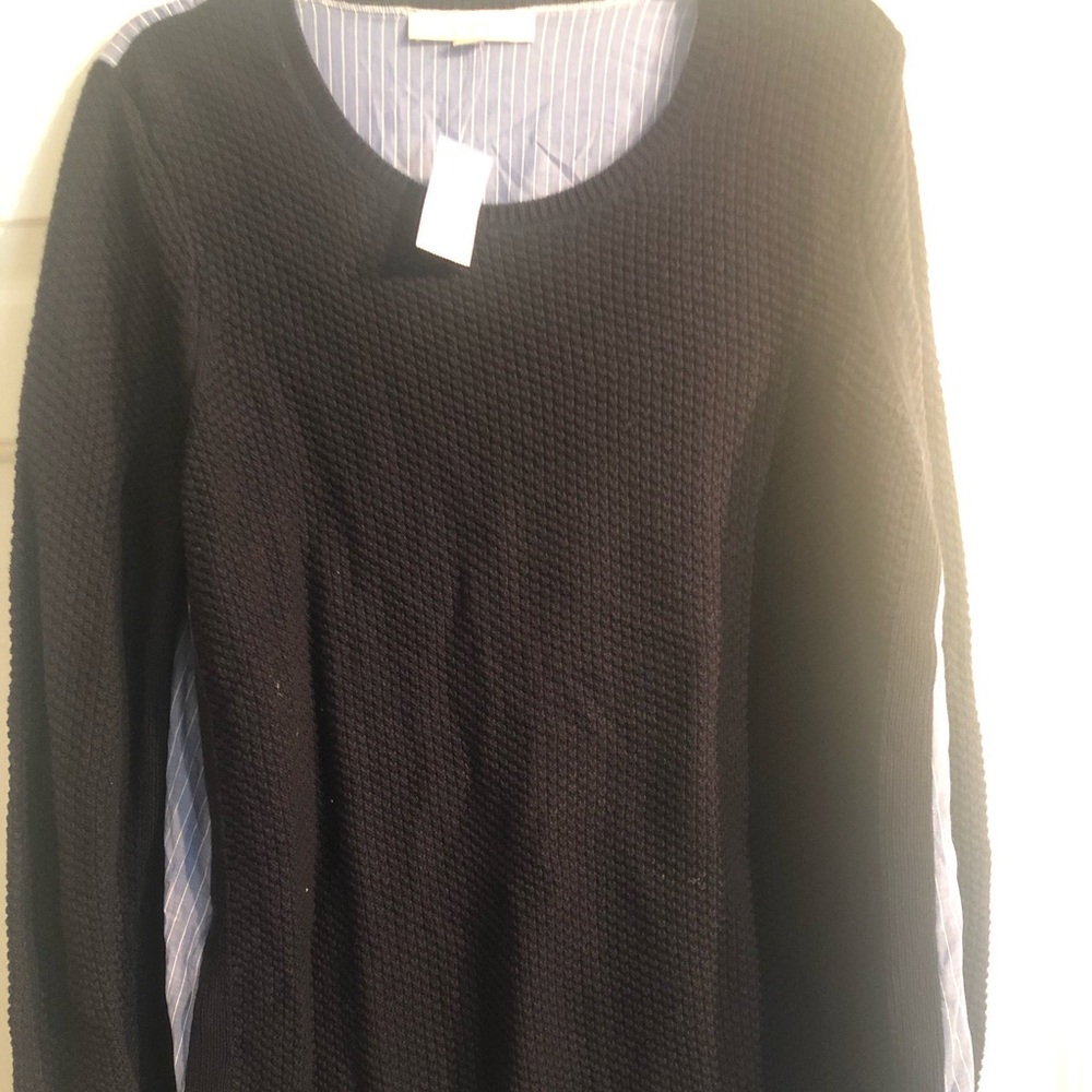Loft navy mixed media sweater.  NWT